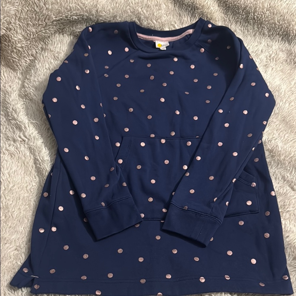 Boden Navy Dress with Pink Polka Dots